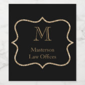 Gold Monogram Initiaal Naam Black Gold Professiona Wijn Etiket (Enkel label)