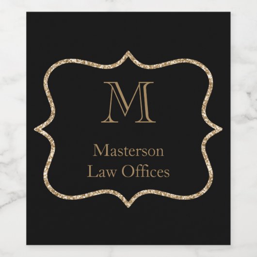 Gold Monogram Initiaal Naam Black Gold Professiona Wijn Etiket (Enkel label)
