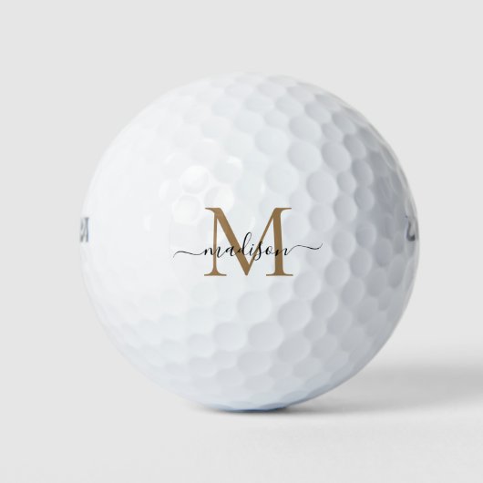 Gold Monogram Initiaal Script Naam gepersonaliseer Golfballen (Voorkant)