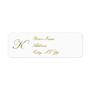 Gold Monogram K Gepersonaliseerd retouradreslabels Etiket