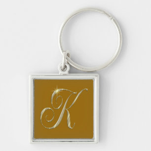 Gold Monogram K Initiaal sleutelhanger Sleutelhang