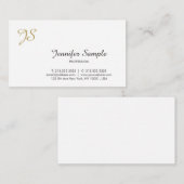 Gold Monogram kalligrafie Trendy Chic White Plain Visitekaartje (Voorkant / Achterkant)