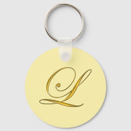 Gold Monogram L Customized Sleutelhanger (Voorkant)