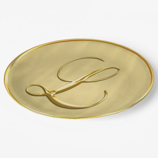 Gold Monogram L Weddenschap Aangepaste Monogrammen Papieren Bordje (Gekanteld)