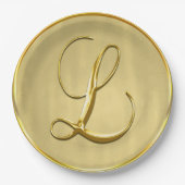 Gold Monogram L Weddenschap Aangepaste Monogrammen Papieren Bordje (Voorkant)