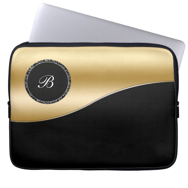 Gold Monogram laptop Hoesje Sleeve (Voorkant)