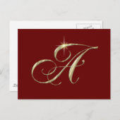 Gold Monogram Letter A Briefkaart (Voorkant / Achterkant)