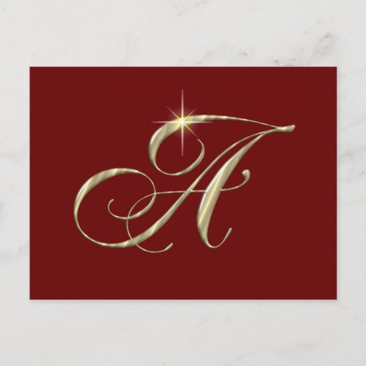 Gold Monogram Letter A Briefkaart (Voorkant)