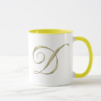 Gold Monogram Letter D Initialen Mok