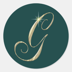 Gold Monogram Letter G Initialen Ronde Sticker