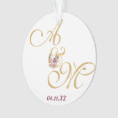 Gold MONOGRAM letter WEDDING PERSONALISEERD Ornament (voorkant)