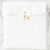 Gold MONOGRAM letter WEDDING PERSONALISEERD Ronde Sticker (Tas)