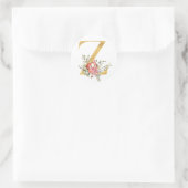 Gold MONOGRAM letter Z met bloem Ronde Sticker (Tas)