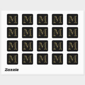 Gold Monogram M en naam op elke kleur Vierkante Sticker (Vel)