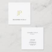 Gold Monogram Modern Plain Elegant Professional Vierkante Visitekaartje (Voorkant / Achterkant)