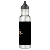 Gold Monogram Modern Script Black  Waterfles (Rechts)