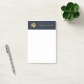 Gold Monogram Navy Blue Leather Look Elegant Post-it® Notes (Kantoor)