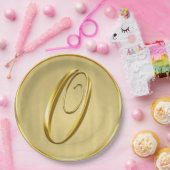 Gold Monogram of bruiloft Aangepaste Monogrammen W Papieren Bordje (Feest)