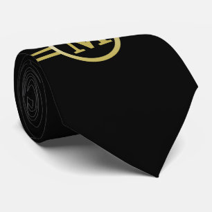 Gold Monogram op zwarte achtergrond Stropdas