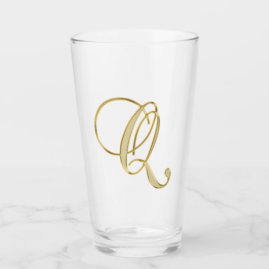 Gold Monogram Q glas (Voorkant)