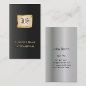 Gold Monogram Royal Black Visitekaartje (Voorkant / Achterkant)