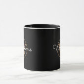 Gold Monogram Script Name Elegant Black Mok (Midden)