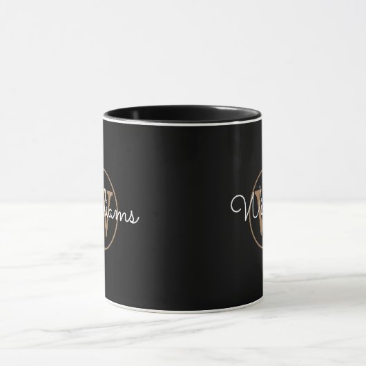 Gold Monogram Script Name Elegant Black Mok (Midden)