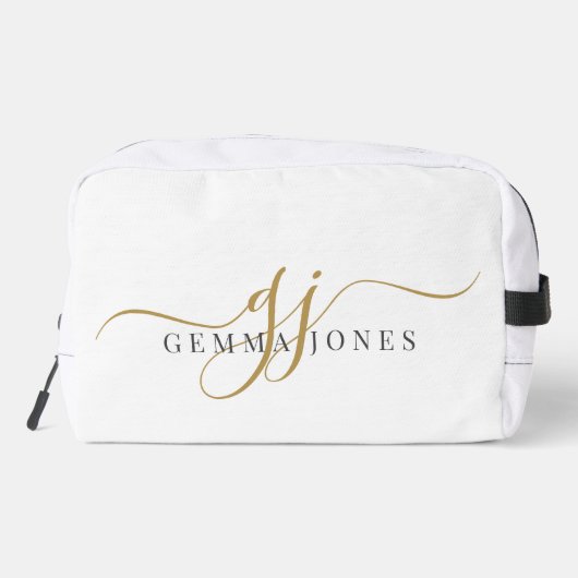 Gold Monogram Script Name Toilettasje (Achterkant)