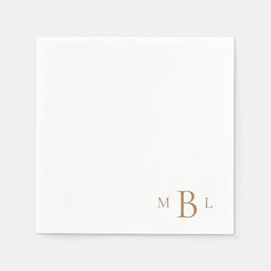 Gold Monogram Simple Weddenschap Cocktail Servet (Voorkant)