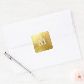 Gold Monogram Swash Script Square Wedding Vierkante Sticker (Envelop)