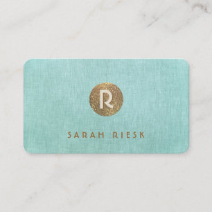Gold Monogram Turquoise Beauty Salon en Spa Visitekaartje