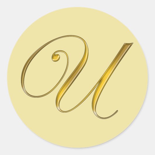 Gold Monogram U Envelope Seal Label Sticker (Voorkant)