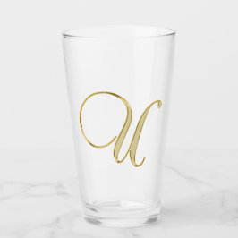Gold Monogram U glas