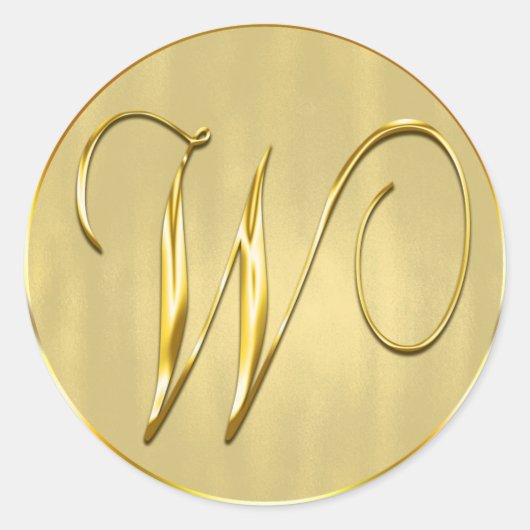 Gold Monogram W-zegel Ronde Sticker (Voorkant)