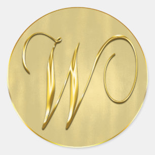 Gold Monogram W-zegel Ronde Sticker