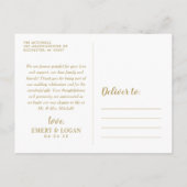 Gold Monogram Weddenfoto Collage Hartelijk dank Briefkaart (Achterkant)