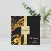 Gold Monogram Weddenschap Kaart (Staand voorkant)