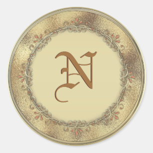 Gold Monogram Wedding Favor Envelope-zegels Ronde Sticker