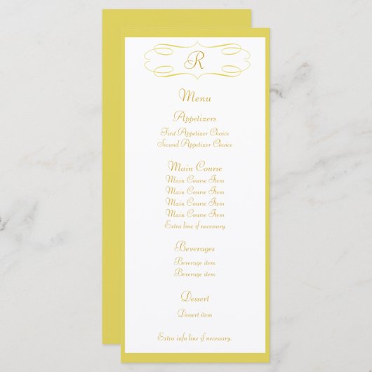 Gold Monogram Wedding Menu (Voorkant / Achterkant)