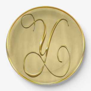 Gold Monogram Y Weddenschap Aangepaste Monogrammen Papieren Bordje