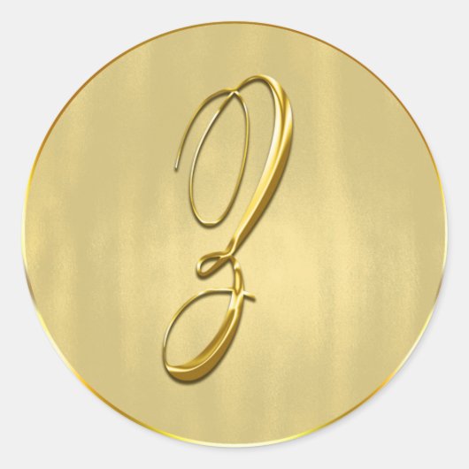 Gold Monogram Z-zegel Ronde Sticker (Voorkant)