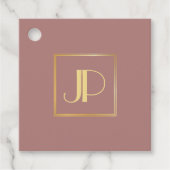Gold Monogramed Roos Gold Elegant Sjabloon Bedankjes Labels (Voorkant)