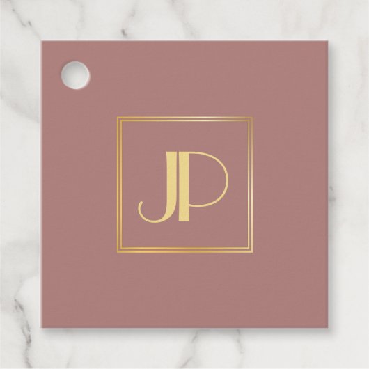 Gold Monogramed Roos Gold Elegant Sjabloon Bedankjes Labels (Voorkant)