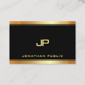Gold Monogrammed Glamor Sjabloon Modern Luxury Visitekaartje (Voorkant)