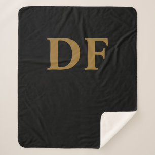 Gold Monogrammed Sherpa Deken