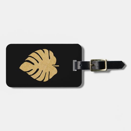 Gold Monstera afdrukken Bagagelabel (Voorkant horizontaal)