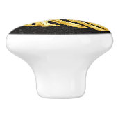 Gold Monstera Keramische Knop (Zijkant)