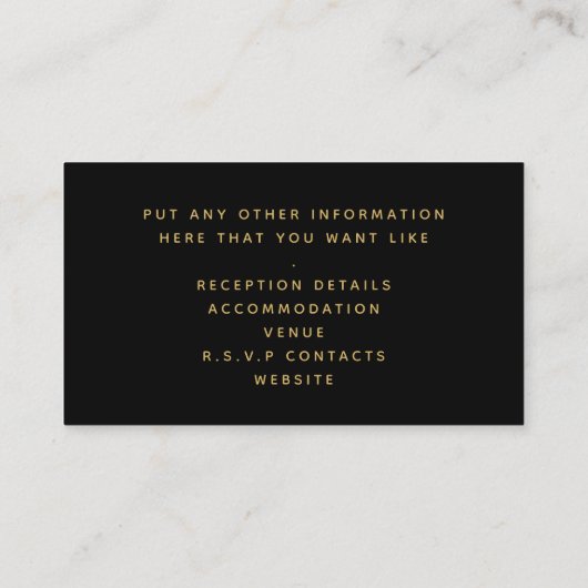 Gold monstera leaf, rsvp bruiloft informatiekaartje (Achterkant)