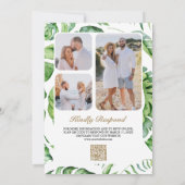 Gold Monstera Tropical Palm QR Code Weddenschap Kaart (Achterkant)