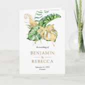 Gold Monstera Tropical Palm QR Code Wedding (Voorkant)